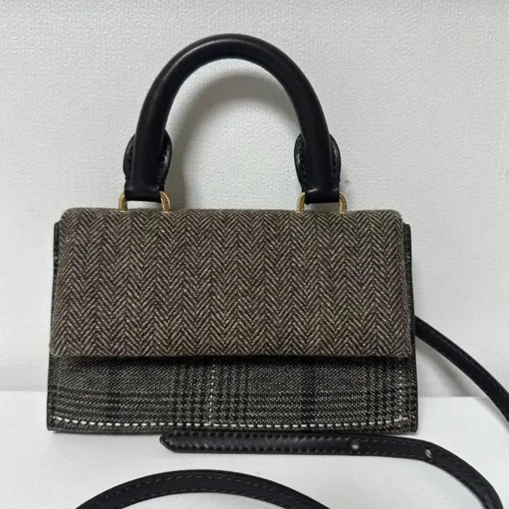Charles & Keith 025 BGS Plaid Envelope Top Crossbody‎ Bag Preppy Academia Purse